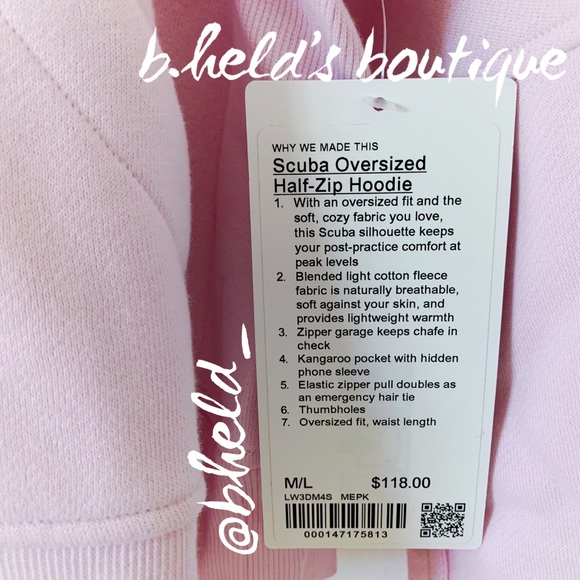 lululemon Scuba Oversized Half-Zip Hoodie in Meadowsweet Pink Size M/L New NWT - Picture 2 of 15